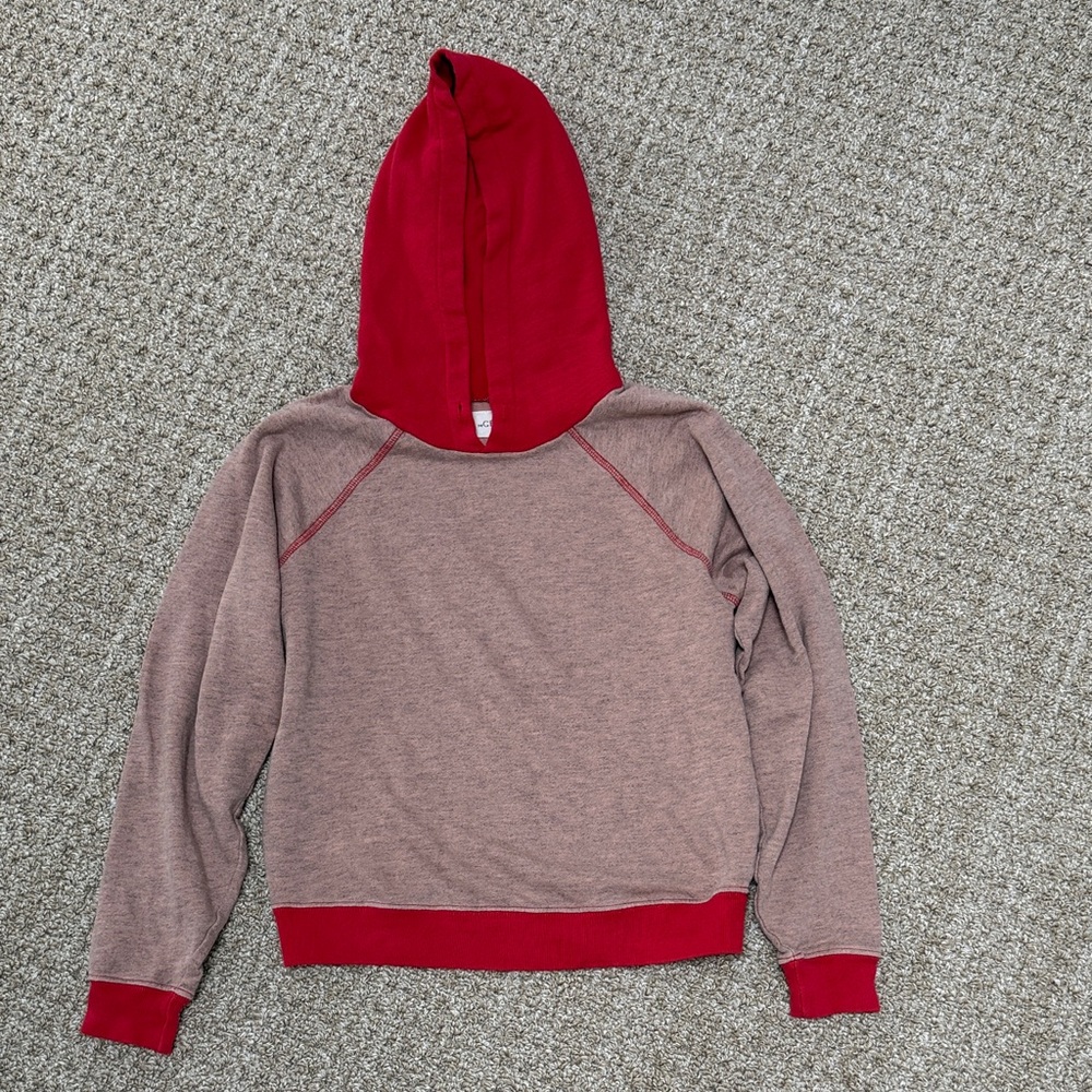 THE GREAT. Women’s Two-Tone Red Hooded Sweatshirt